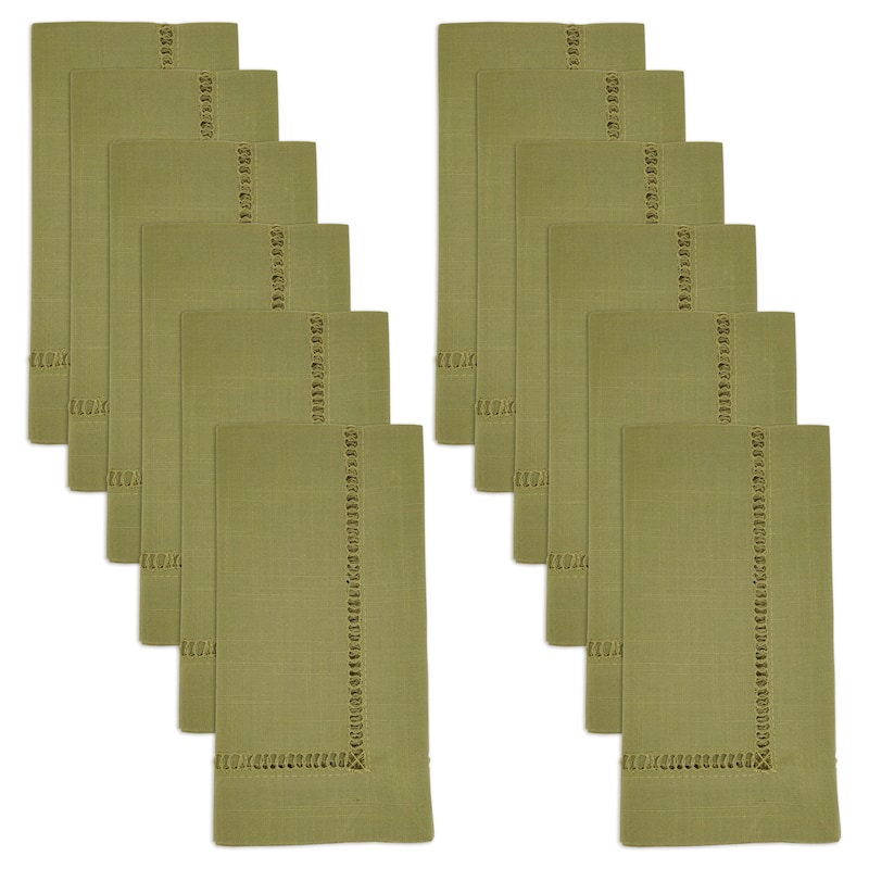 Decorative Napkins (Set of 12) - Stitched Border Detail for Dining and Entertaining