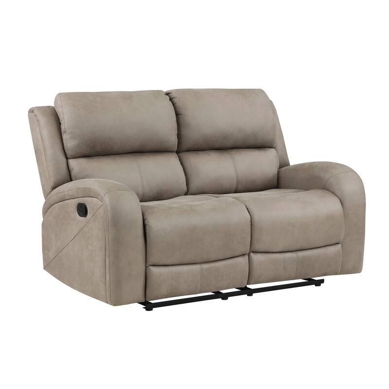 Patsy 62 Inch Manual Double Recliner Loveseat, Tufted Brown Microfiber