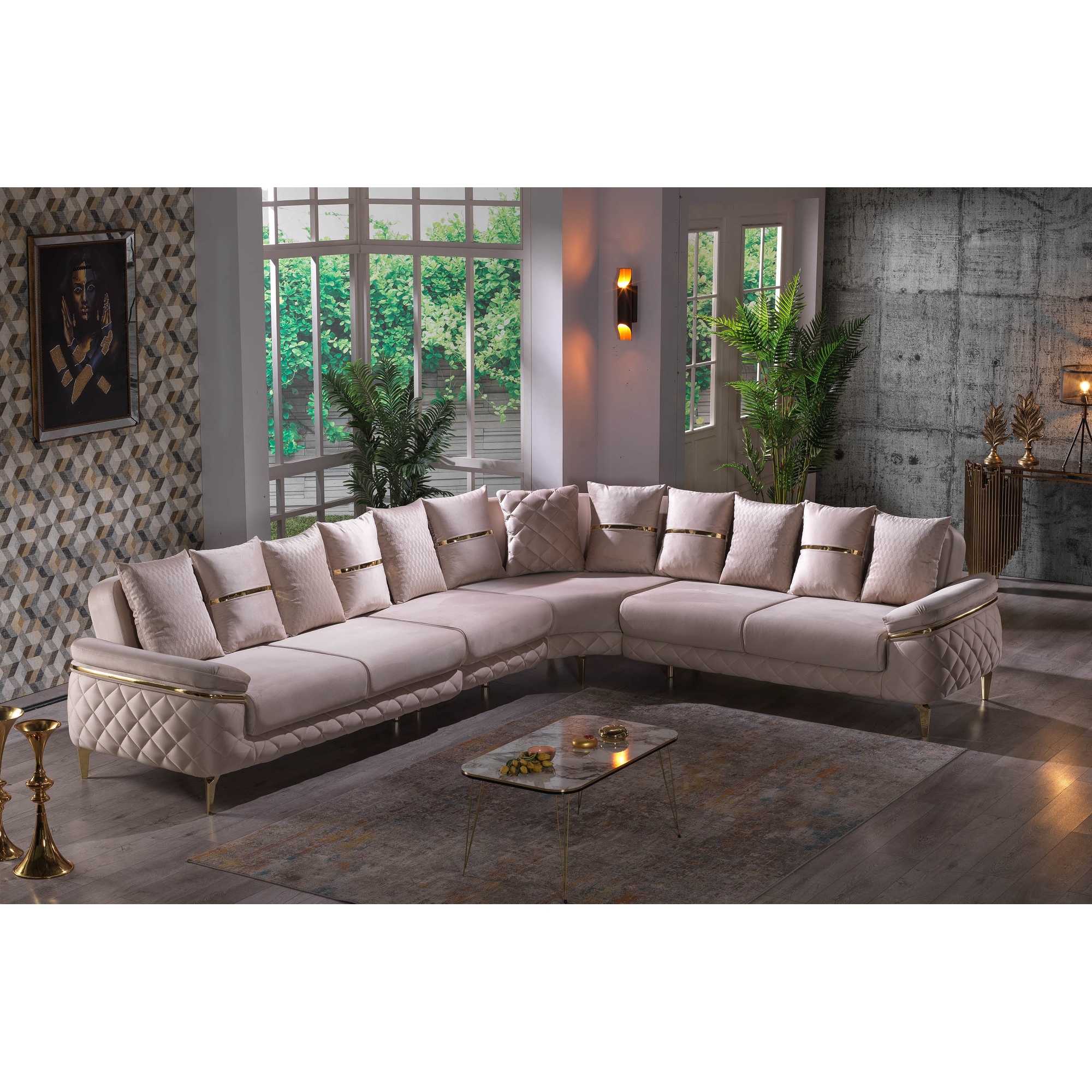 Pillow back 2025 sectional couch