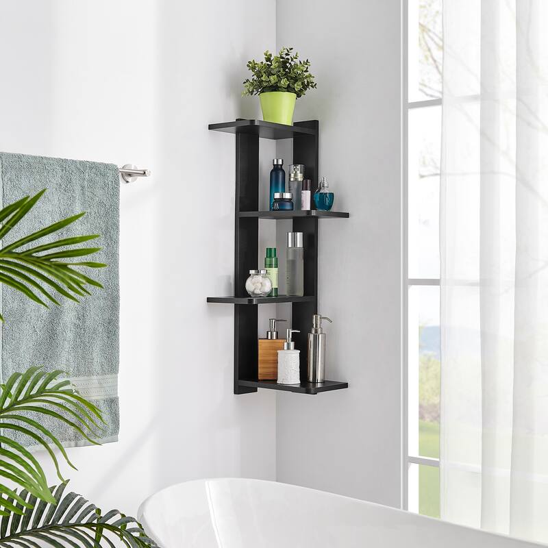 Danya B. Alvar Corner 4-Tier Floating Ledge Column Wall Shelf