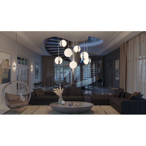 slide 2 of 15, AFX Verona LED Pendant 13" - Satin Nickel