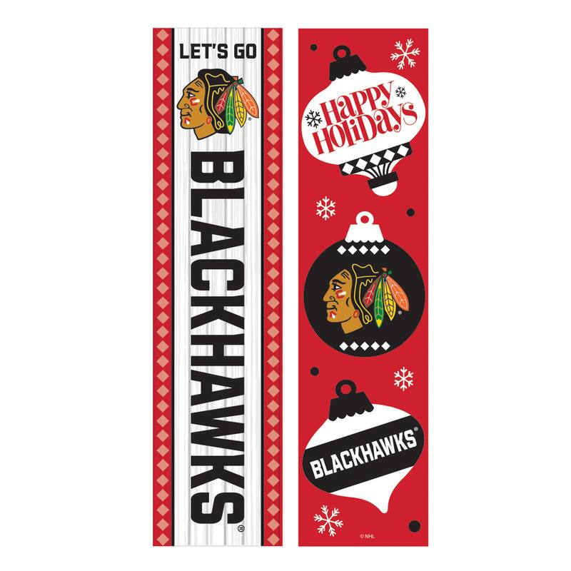 47" Double Sided Seasonal Porch Leaner, Chicago Blackhawks - 47" x 11.25"