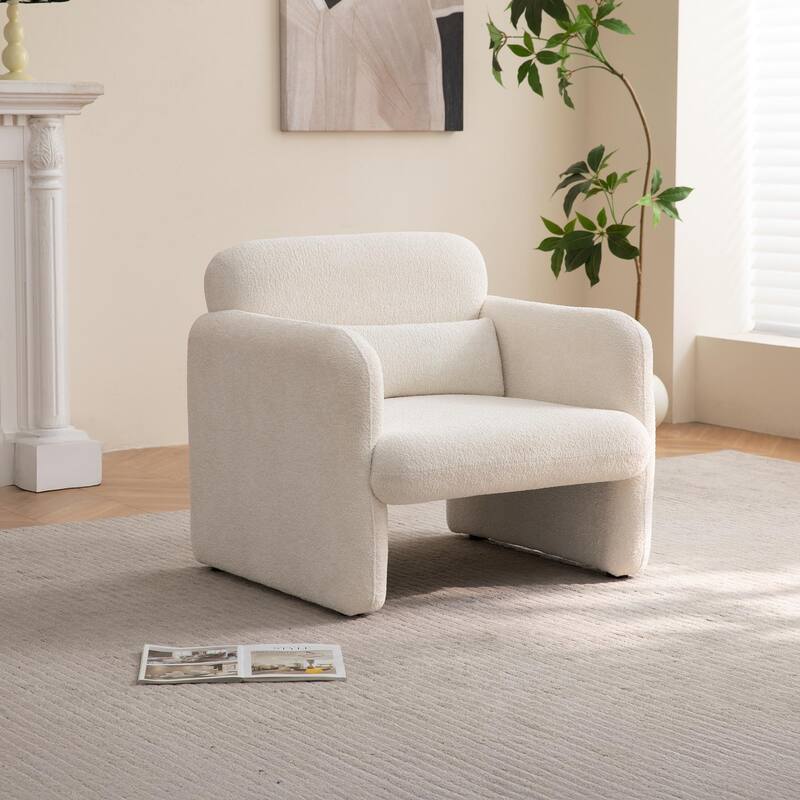 Accent Chair, Curved Back Single Armchair, Plush Upholstered