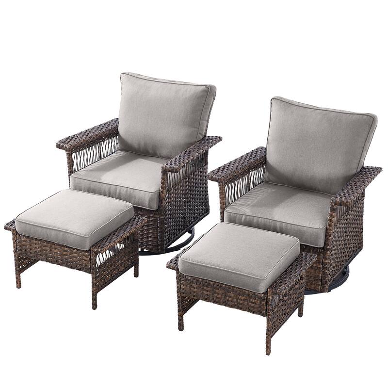 Gymojoy Patio Swivel Chair Ottoman set of 4