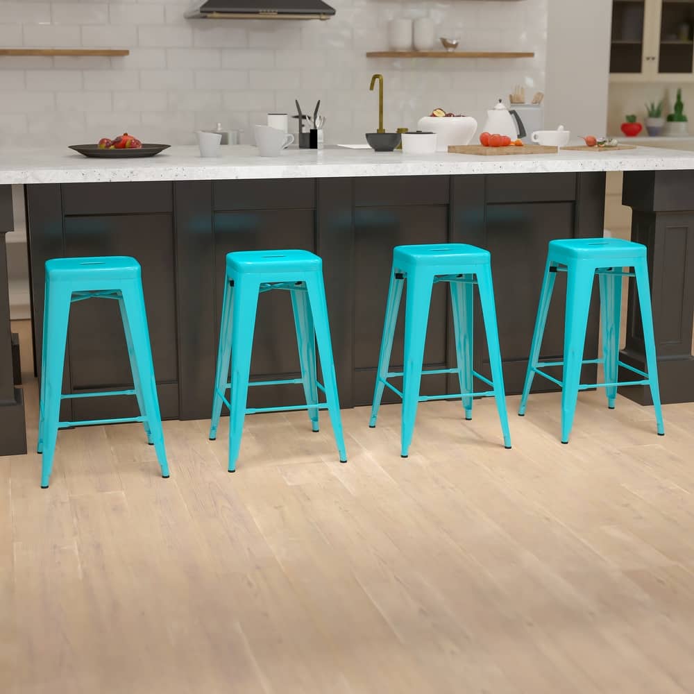 Metal 30-inch High Indoor Stackable Bar Stool (Set of 4)