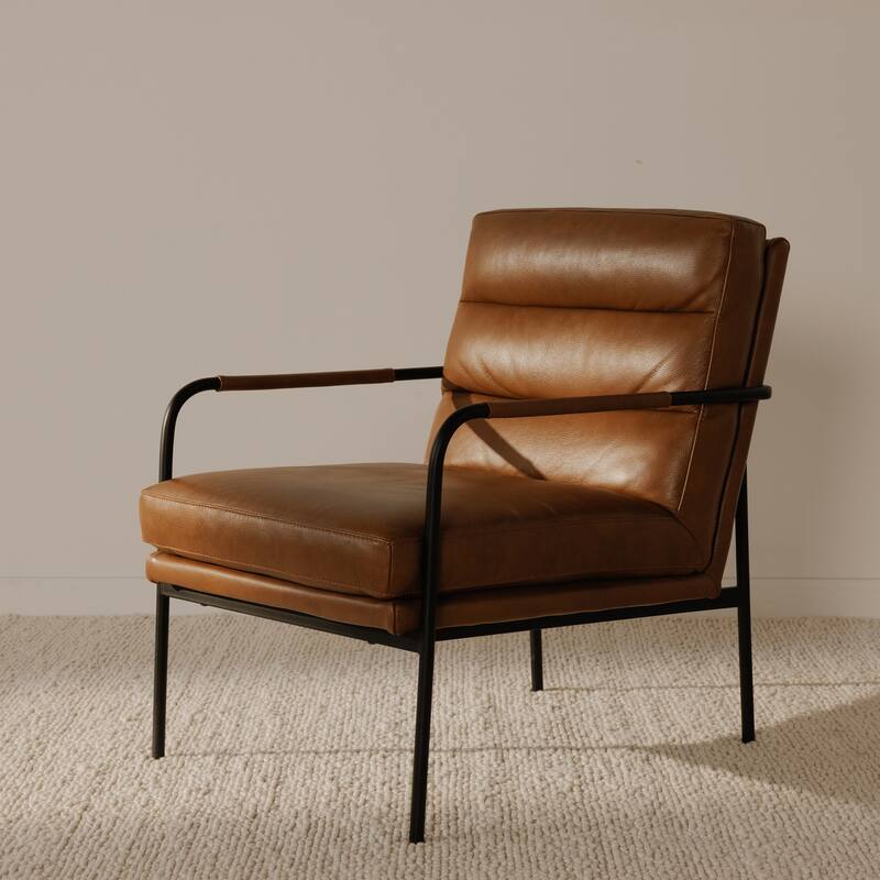 NADAAL STUDIOS Juno - Arm Chair with Premium Top Grain Leather in Chestnut Brown