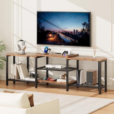 Modern 67 Inch TV Stand with LED Lights and Power Outlets for Living Room, Bedroom - N/A