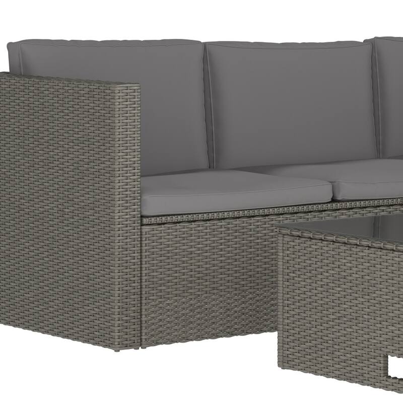 Indoor/Outdoor Patio Wicker Rattan Sofa and Table Set