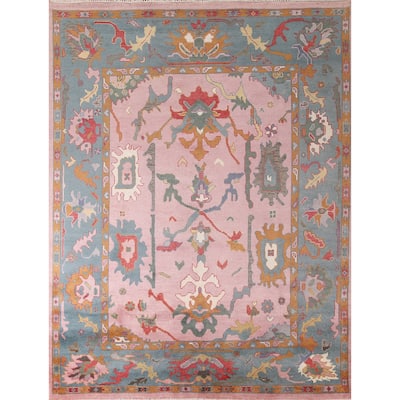 Pink Oushak Oriental Area Rug Handmade Wool Carpet - 8'5"x 10'2"