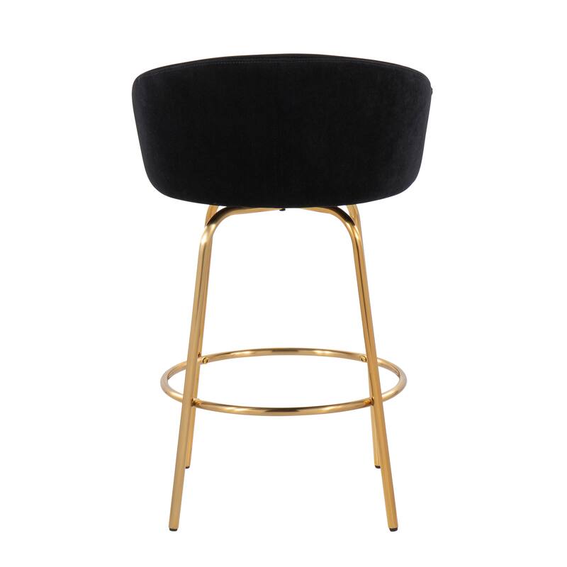 Silver Orchid Battista 26" Fixed-Height Gold Counter Stool with Round Gold Footrest (Set of 2)