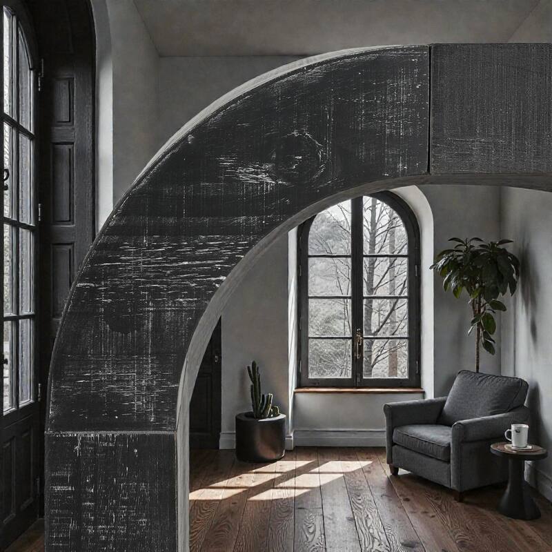 52 Inch Wood Console Table with Curved Edge, Rustic Cedar Veneer Entryway Table with Sled Base for Living Room