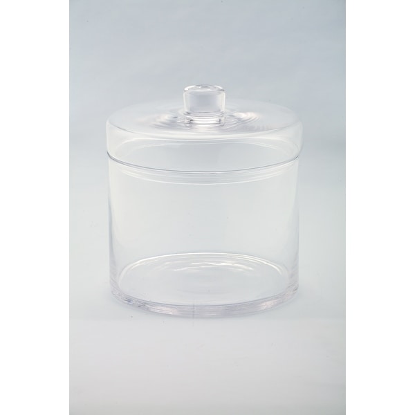 8.5" Clear Solid Cylindrical Hand Blown Glass Jar with Finial Lid - N/A