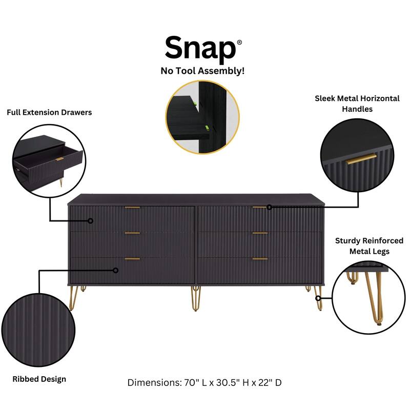 Manhattan Comfort 3-Piece Dumbo Modern 5-Drawer Tall Dresser Nightstand Combo Set