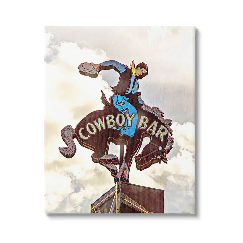 Stupell Western Cowboy Bar Sign Canvas Wall Art Design by JG Studios - 36 x 48