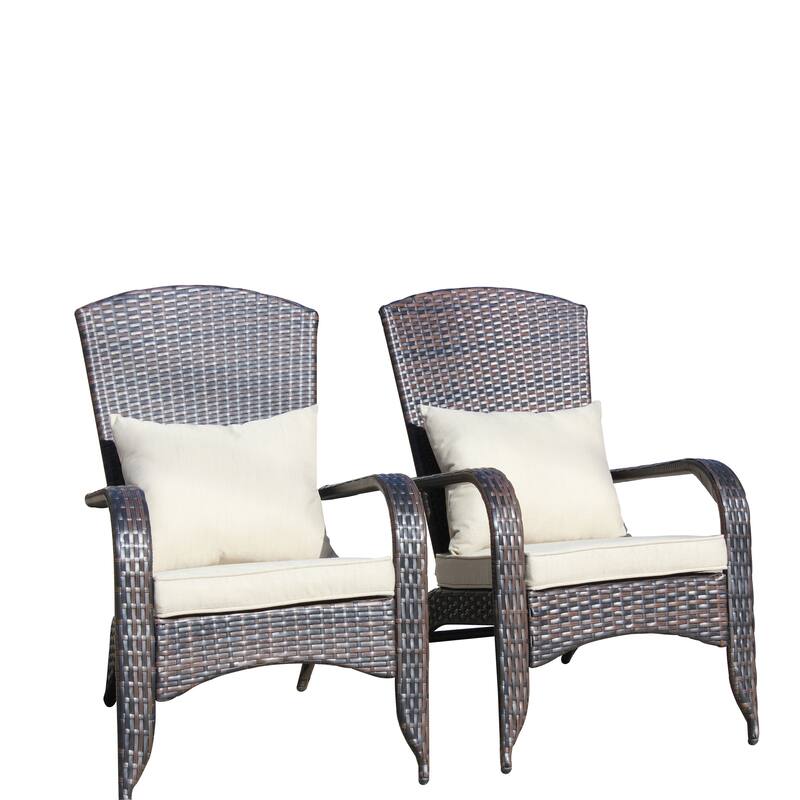 2 PCS Patio Wicker Chair with Cushions and Legs
