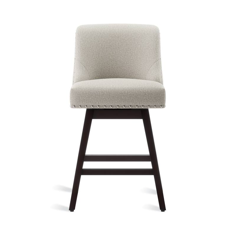 26 in. Modern Wood Frame Counter Stools Fabric/Faux Leather Swivel Bar Stools Upholstered Island Stools