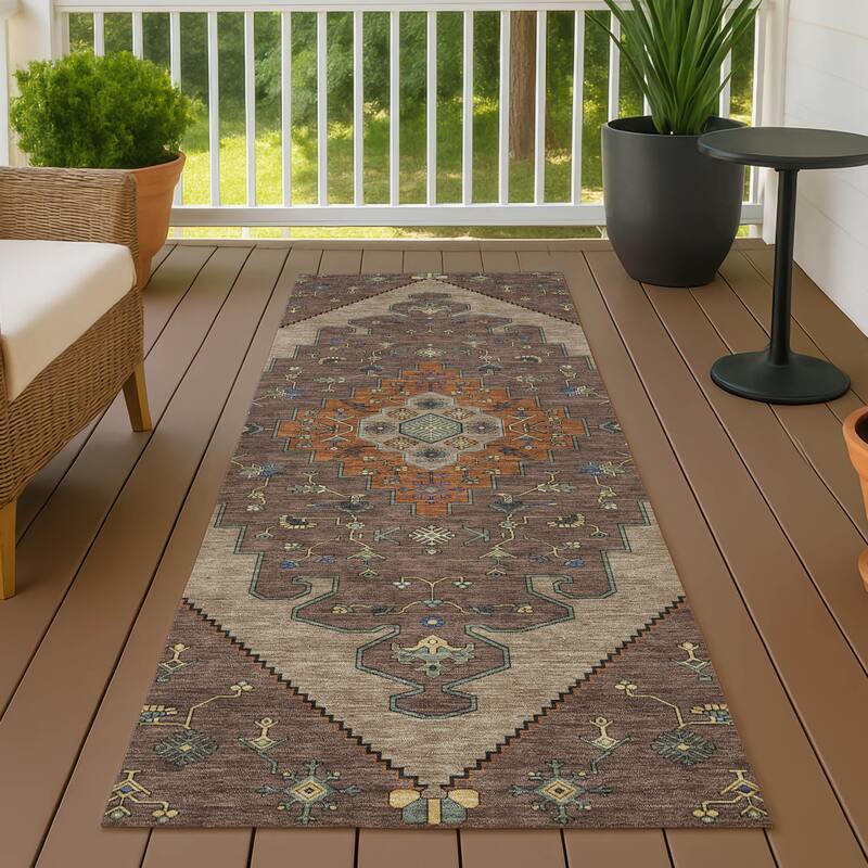 Machine Washable Indoor/ Outdoor Global Marrakesh Chantille Rug - Brown - 2'3" x 7'6"