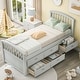 preview thumbnail 18 of 39, Twin Bed with Storage, Twin Size Daybed with 6 Drawers, Wood Storage Bed Frame, Twin Size Platform Bedframe, Solid Wood Bedframe Gray - Twin