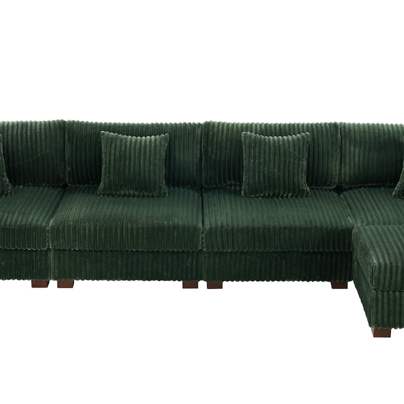 Anne 150" W Upholstered Plush Corduroy Modular Sectional Sofa