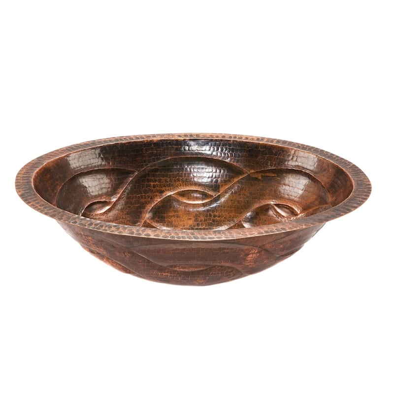 19-in Oval Braid Under Counter Hammered Copper Bathroom Sink (LO19FBDDB)