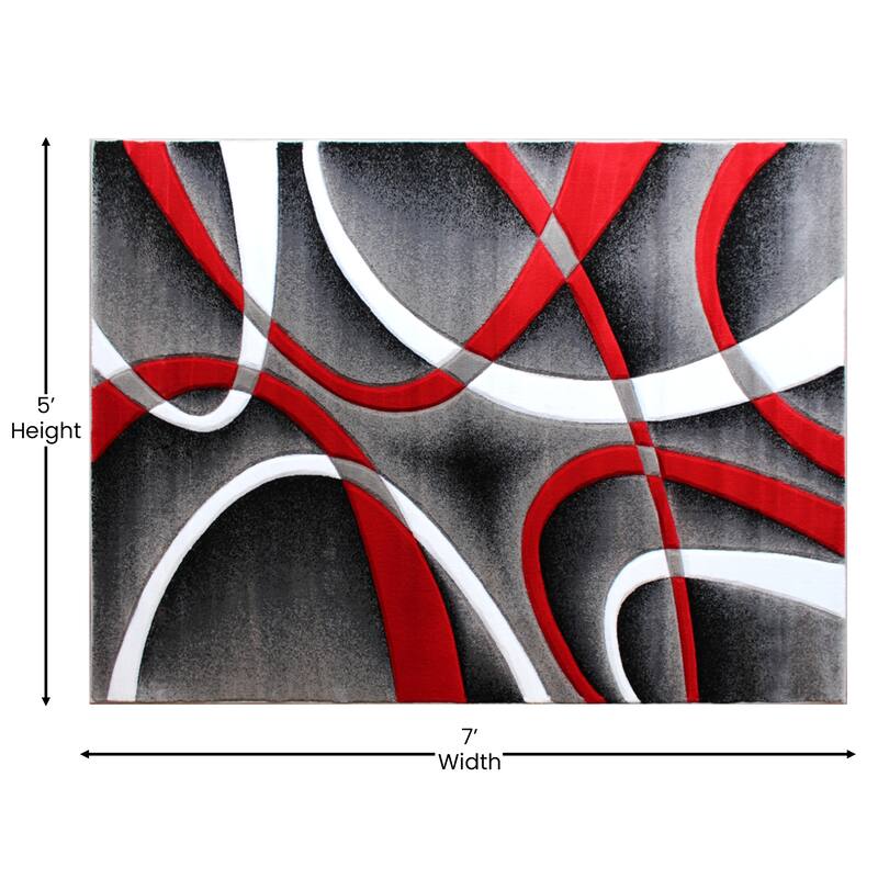 Modern Ribboned Design High-Low Pile Abstract Area Rug