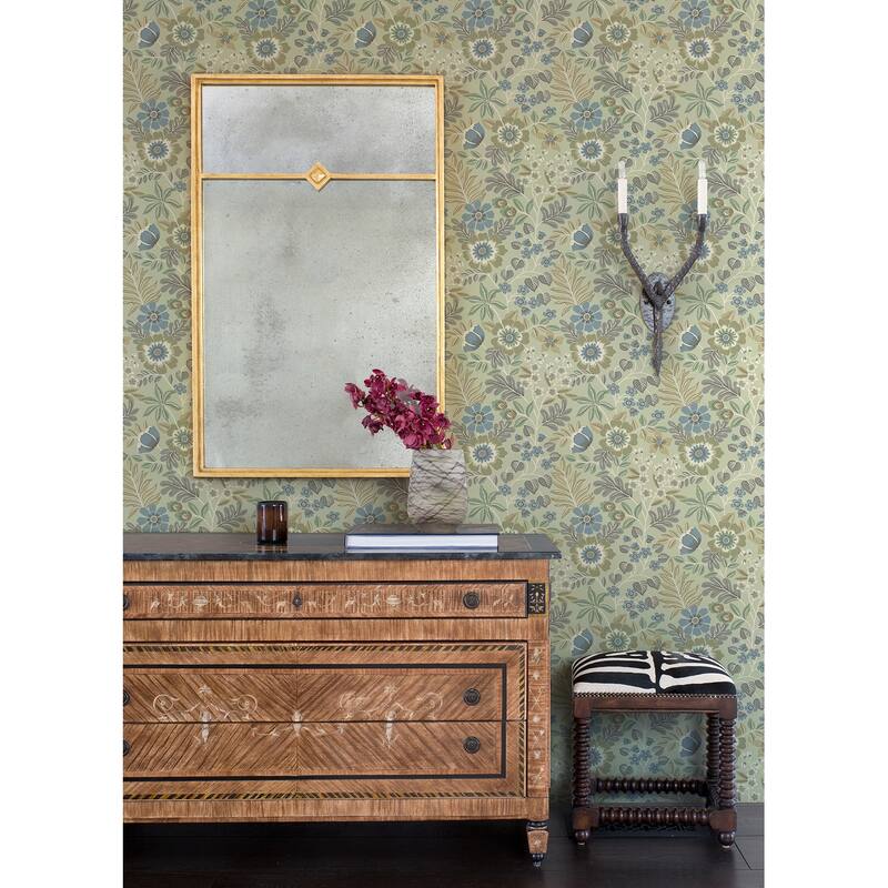 A-Street Prints Voysey Green Floral Wallpaper