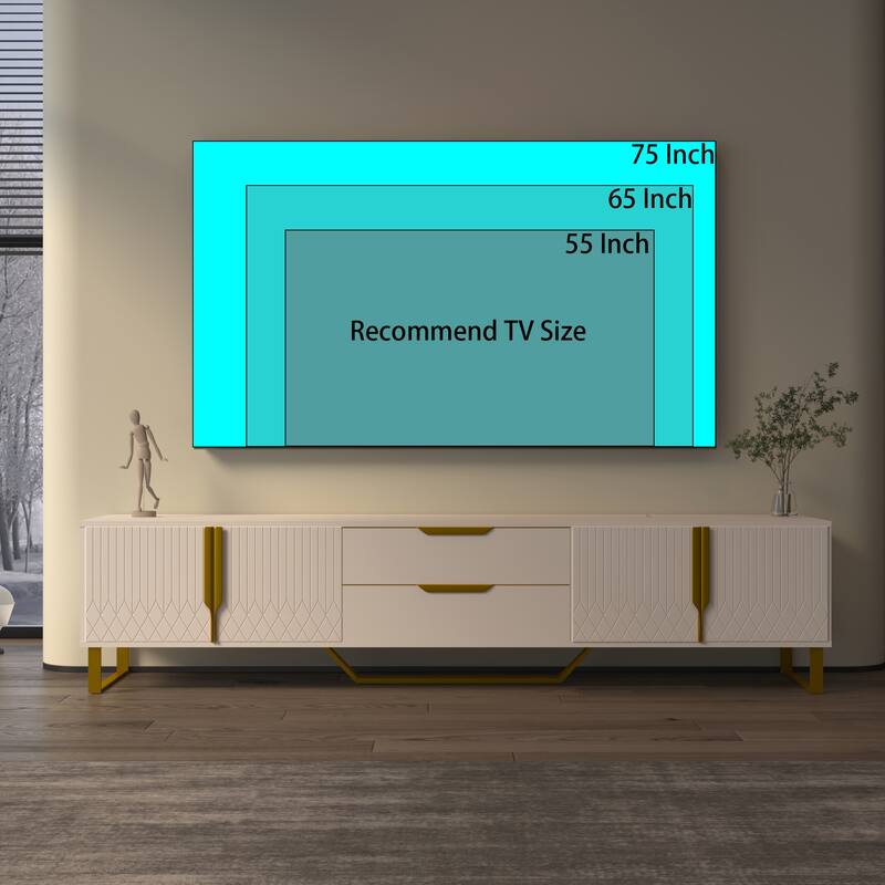 Modern 70.8" TV Console with Storage Cabinets and Metal Legs for Living Room for TVs Up to 70"