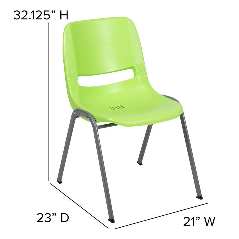 880 lb. Capacity Ergonomic Shell Stack Chair with Metal Frame