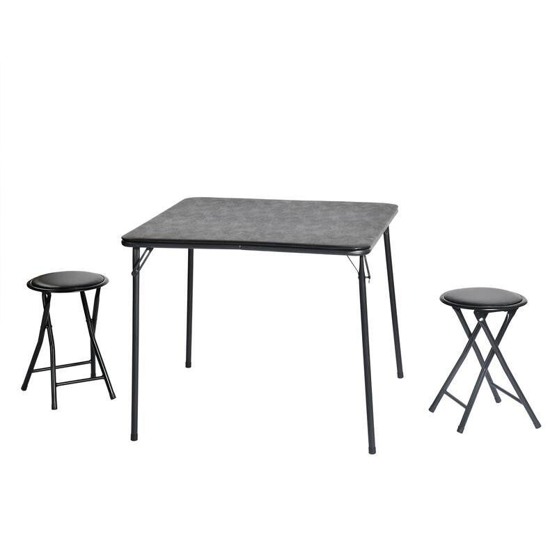 Homy Casa Outdoor Square Patio Dining Table, Black PVC Top, Metal Legs