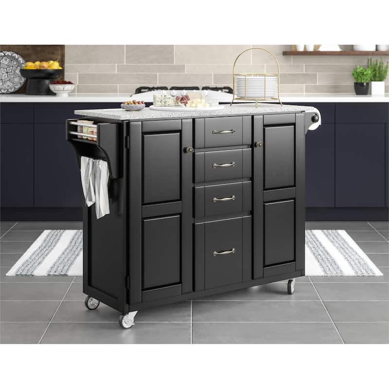Homestyles Create-A-Cart Black Wood Kitchen Cart - 48" x 18" x 36"