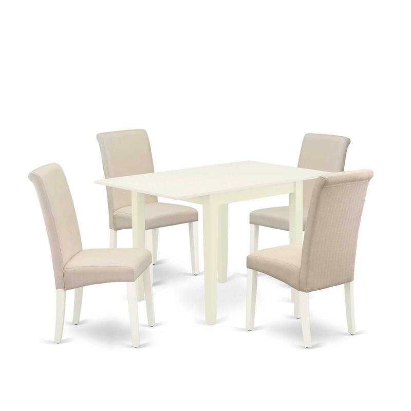 HomeStock 5-Pc Linen White Finish Solid Wood Top-Dining Room Set-Seats 4
