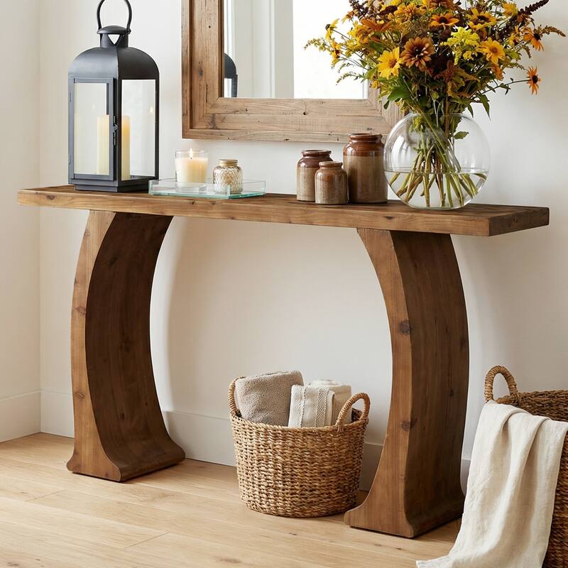 63 Inch Farmhouse Console Table for Entryway / Living Room, Fir Wood - 62.99" W x 11.81" D x 32.68" H