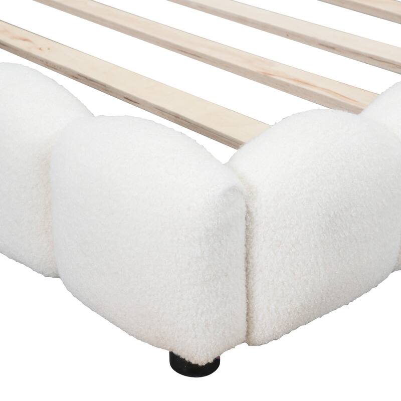 Roomfitters Full Upholstered Platform Bed with USB Charging Station and Accent Headboard Design