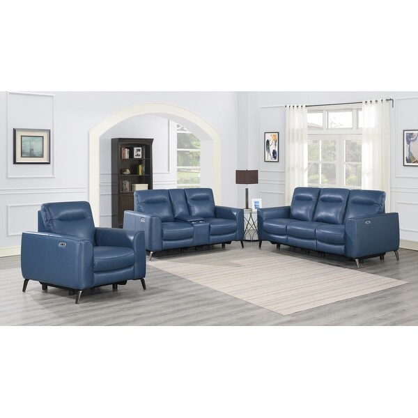 Top Grain Leather Ocean Blue Power Reclining Chair On Sale Bed