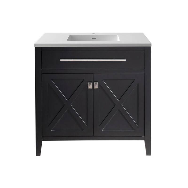 Miseno MV-36-313YG319 Wimbledon 36" Free Standing Single Basin Vanity - Espresso / Matte White - Espresso Finish