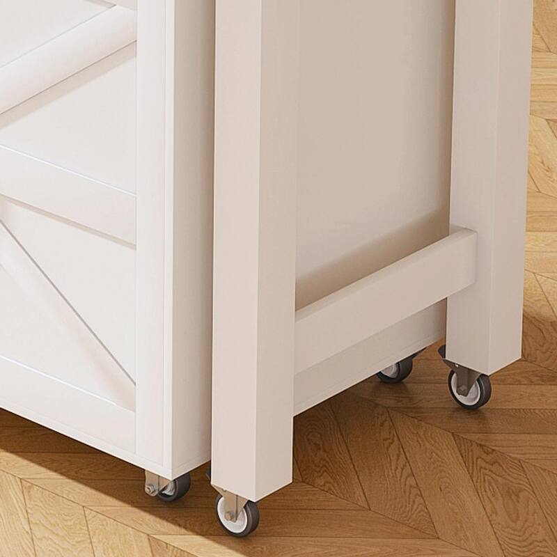 Kitchen Island Cart with Extendable Table, Wheels, Drop Leaf & Storage
