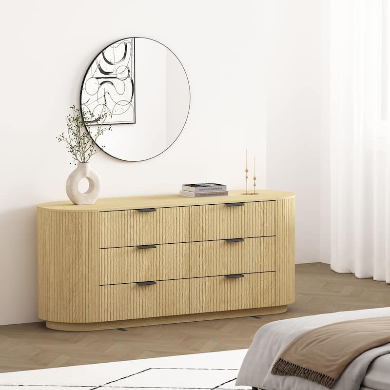 Manhattan Comfort Olivia 71" Dresser (6-Drawer) - Oak Black