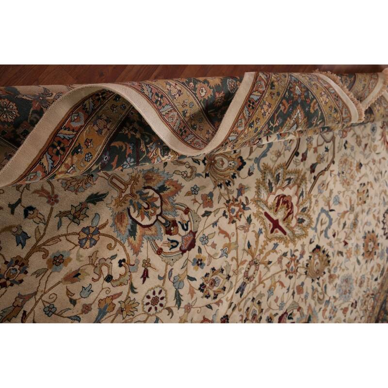 All-Over Large Agra Indian Area Rug Handmade Wool Carpet - 12'5" x 17'8"