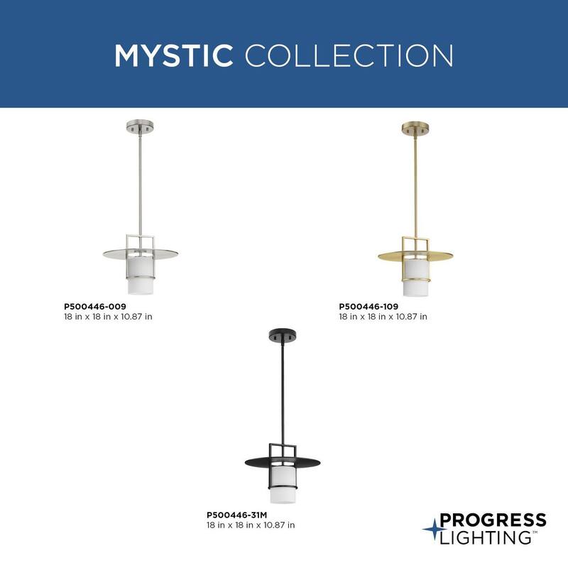 Mystic Collection One-Light Matte Black Contemporary Pendant - 14 in x 14 in x 10.87 in