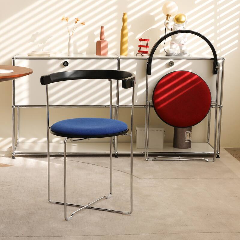 Folding Dining Chair with Modern Design,Chrome Frame with Wood back,Upholstered for Dining Living Room Kitchen Chairs,1p