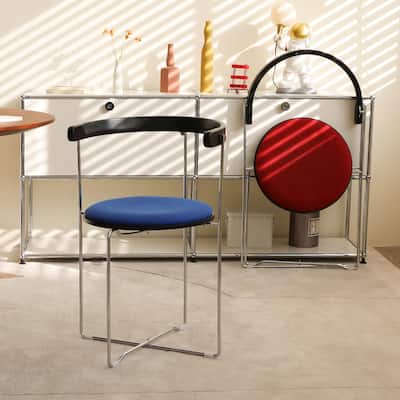 Folding Dining Chair with Modern Design,Chrome Frame with Wood back,Upholstered for Dining Living Room Kitchen Chairs,1p