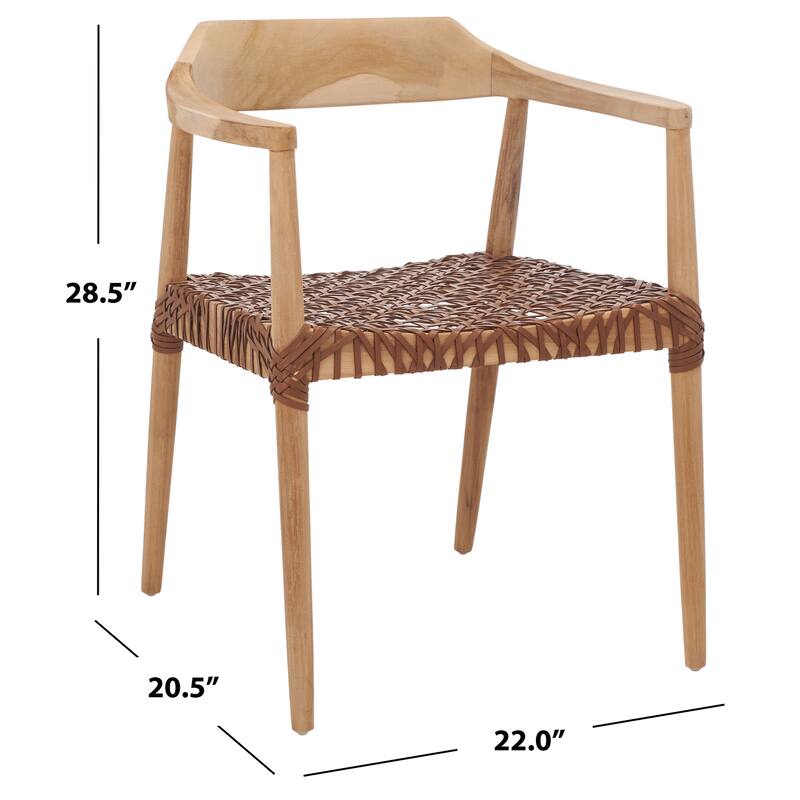 Munro Wanda Woven Leather & Solid Wood Accent Chair (Fully Assembled) - 22" W x 20.5" L x 28.5" H - 22Wx21Dx29H