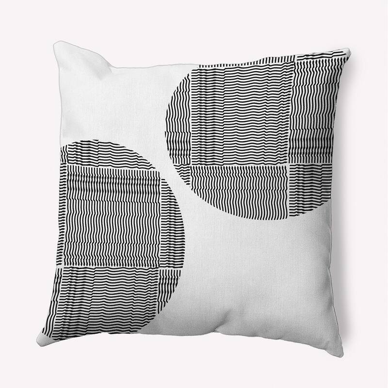 Circles and Squares Polyester Indoor Pillow - Raven Black - 16" x 16"