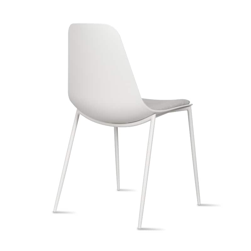 Set of 4 Plastic Dining Chairs Cushion Padded For Kitchen Metal Legs Guest Meeting Waiting Room Business Indoor Outdoor Patio