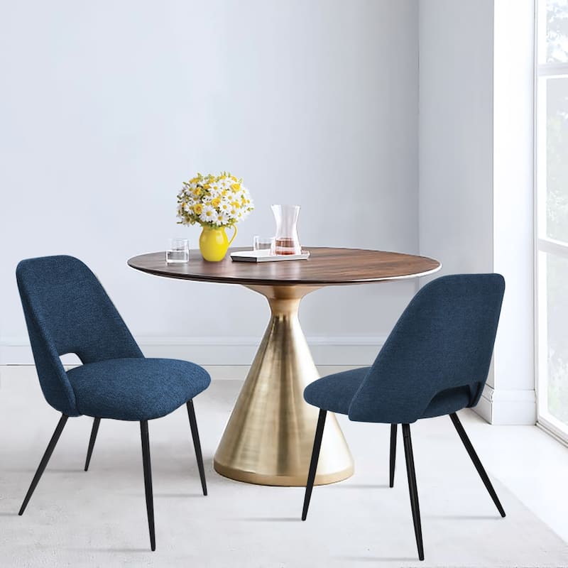 Upholstered Modern Dining Chair Cutout Back Kitchen Chairs(Set of 2) - Blue