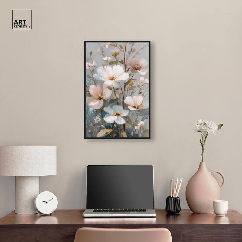 Vintage White Meadow Canvas by Art Remedy