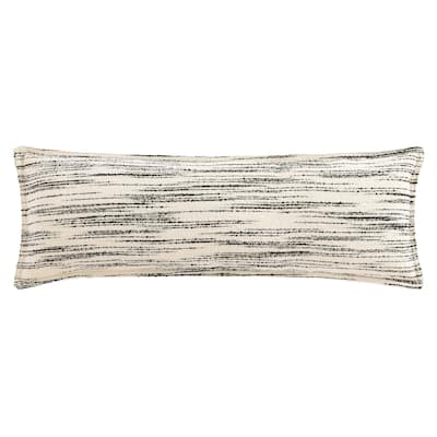 HiEnd Accents Cosmo Ivory/Black Bouclé Stripes Modern Contemporary 14x42 inch Long Lumbar Pillow