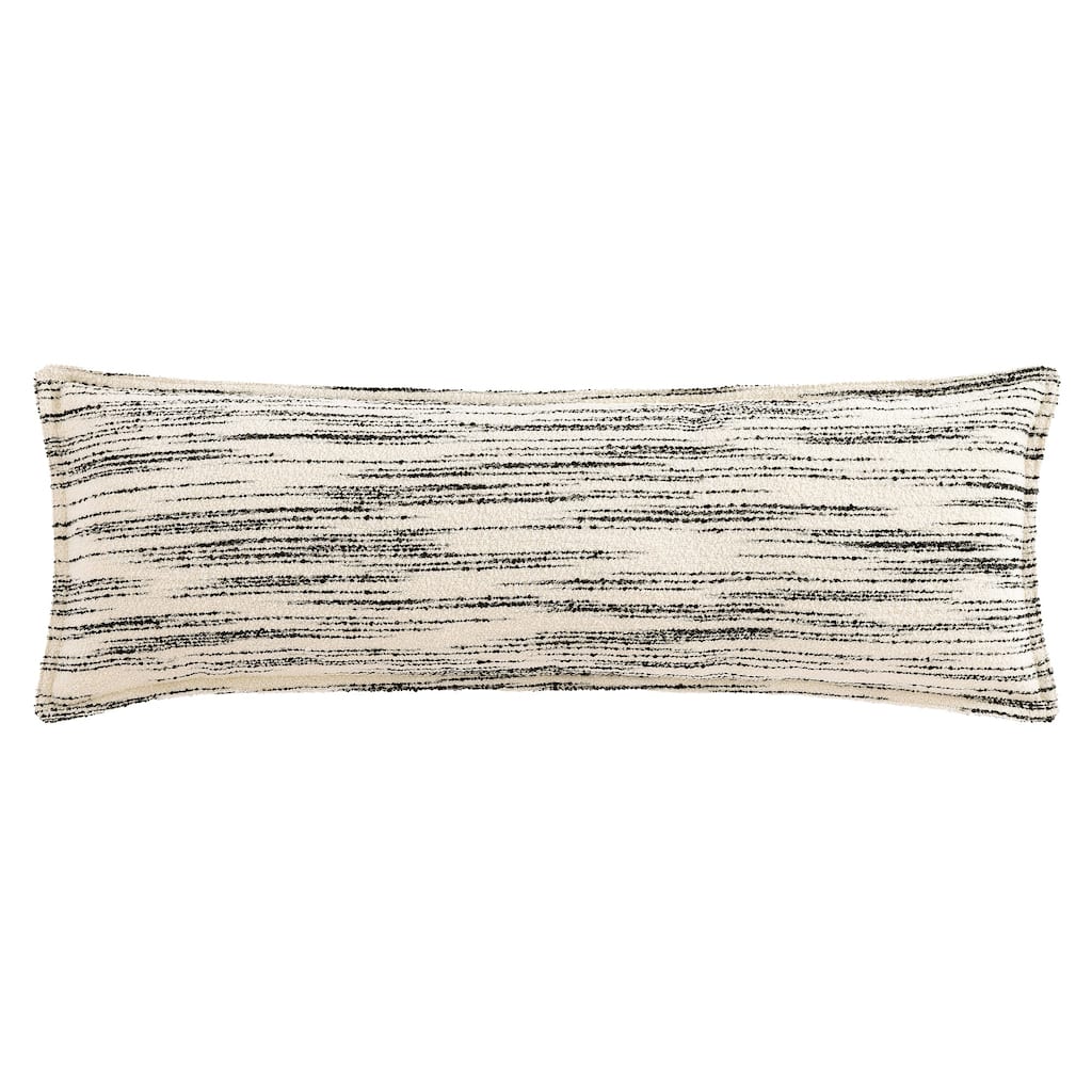 HiEnd Accents Cosmo Ivory/Black Bouclé Stripes Modern Contemporary 14x42 inch Long Lumbar Pillow