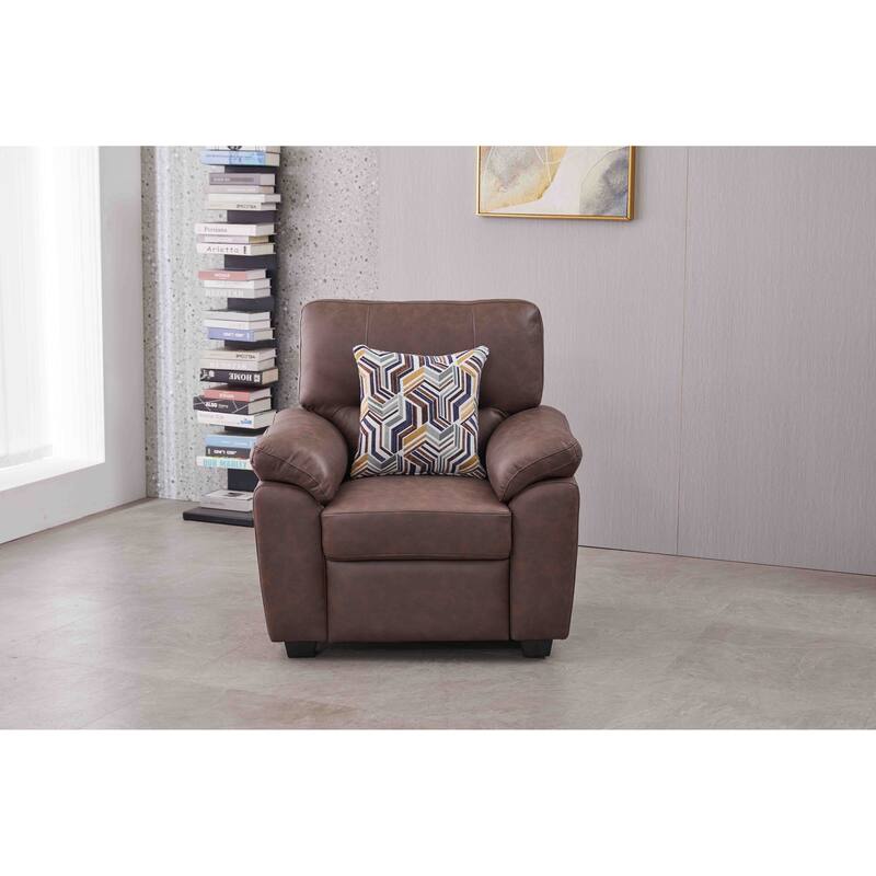 36.8'' Wide Faux Leather Chair - Brown