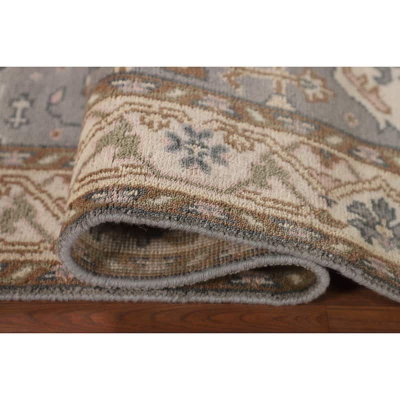 All-Over Gray Oushak Indian Area Rug Handmade Wool Carpet - 4'1"x 5'11"
